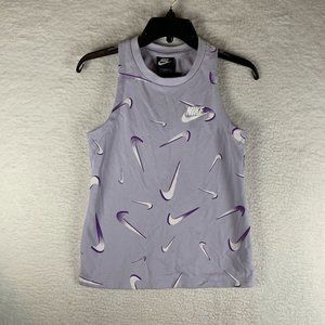 Nike Tank‎ Top Girls Large Purple All Over Print Cotton Slim-Fit Pullover 7387